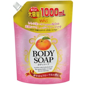 Nihon Wins Peach Гель для душа увлажняющий с экстрактом листьев персика (мягкая упаковка) 1000 мл.