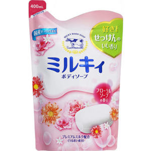 COW Milky Жидкое пенное мыло для тела c керамидами и молочными протеинами, с цветочным ароматом (сменная упаковка) 400 мл.