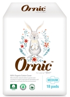 OrnicFino Medium Классические тонкие гигиенические прокладки, с крылышками, Стандарт 25 см, 18 шт.