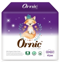 OrnicFino Overnight Классические гигиенические прокладки, с крылышками, Макси 34 см, 10 шт.