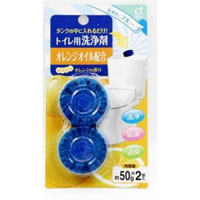 Okazaki Очищающая и дезодорирующая таблетка для бачка унитаза, окрашивающая воду в голубой цвет, с ароматом апельсина, 50 гр х 2 шт.