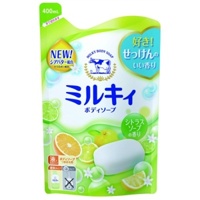 COW Milky Жидкое пенное мыло для тела c керамидами и молочными протеинами, с цитрусовым ароматом (мягкая упаковка) 400 мл.