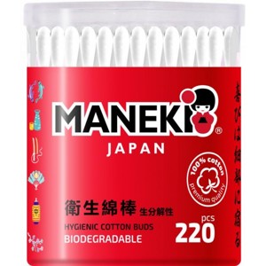 Maneki Red Ватные палочки гигиенические белые 220 шт в пластиковом стакане