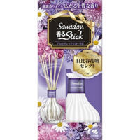Kobayashi Sawaday Stick Parfum Натуральный аромадиффузор для дома, с цветочно-цитрусовым ароматом, стеклянный флакон, 70 мл, 8 палочек.