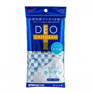 AISEN Deo-chitosan Массажная мочалка с хитозаном и дезодорирующим эффектом, жесткая, бело-голубая, 28х100 см.