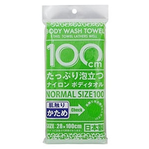 YOKOZUNA Shower Long Массажная мочалка для тела жесткая, зеленая, 28х100 см.