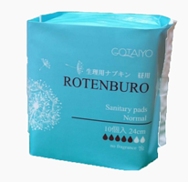 Gotaiyo Rotenburo Sanitary Pads Normal Прокладки женские гигиенические с крылышками тонкие без отдушек 5 капель, 24 см./10 шт.