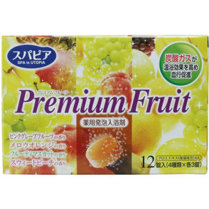 Fuso Kagaku Premium Fruits Соль для ванны на основе углекислого газа с тонизирующим эффектом и ароматом сочных фруктов 12 таб. х 40 гр.